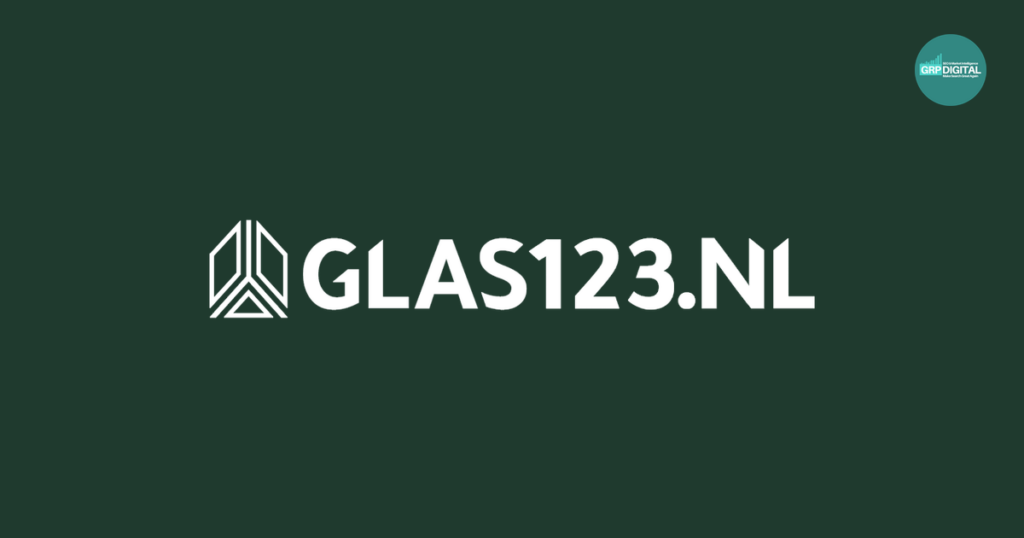 Logo van glas123 op donkere achtergrond