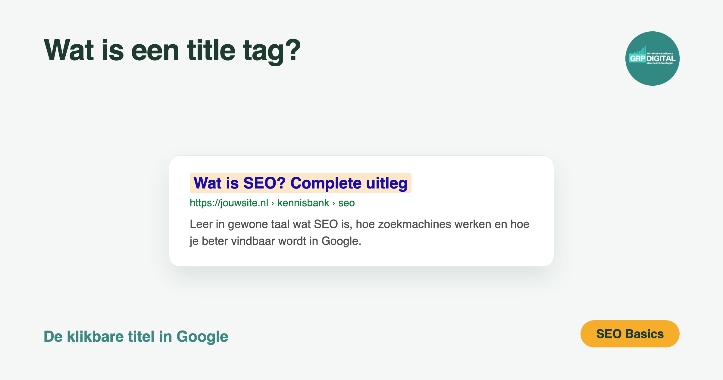 Een zoekresultaat met de title tag uitgelicht