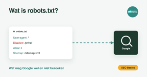 Een robots.txt-bestand dat de crawler stuurt naar Google